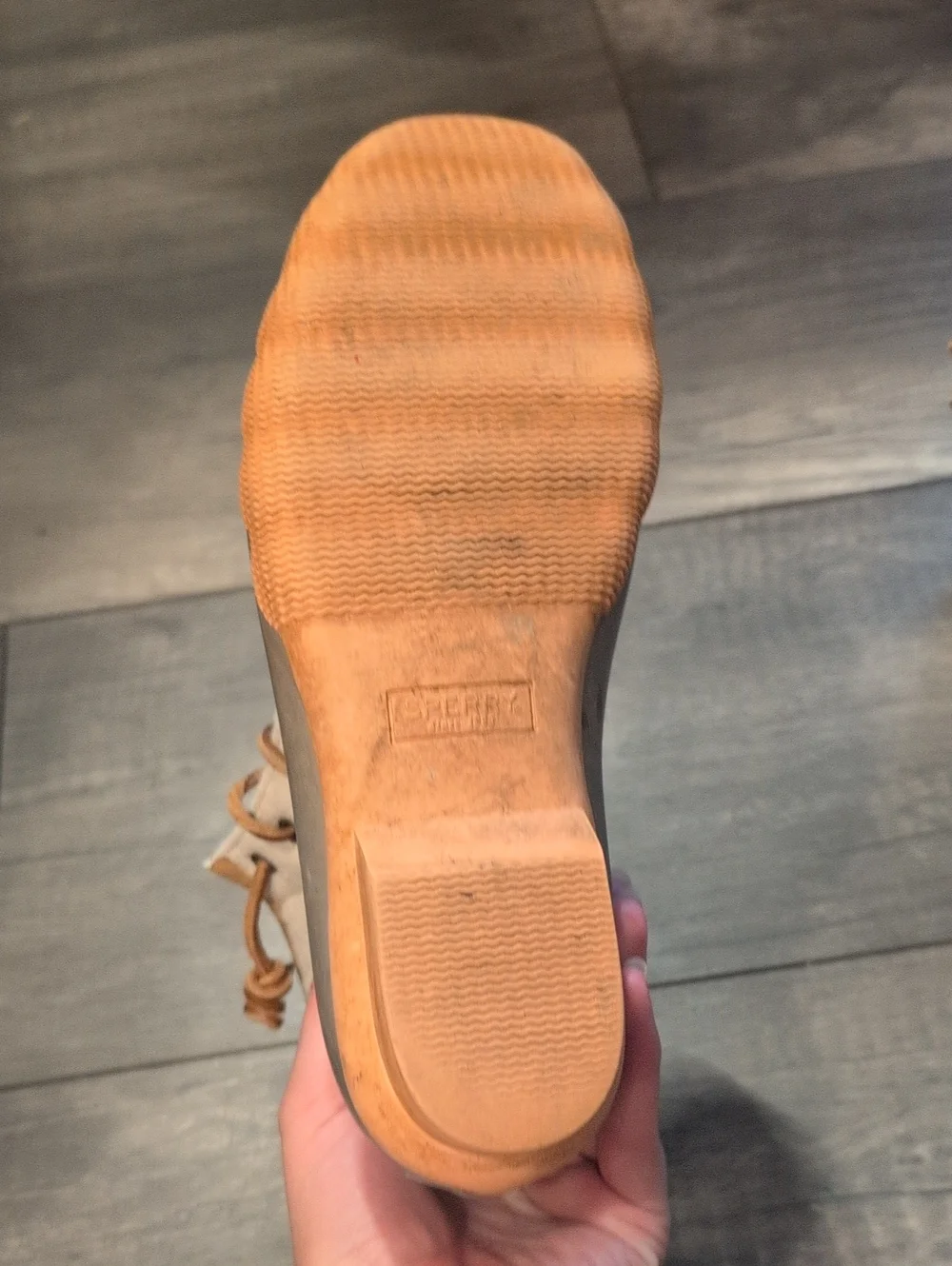 Sperry Gray and Tan Waterproof Lace-Up Duck Boots - Picture 4 of 5